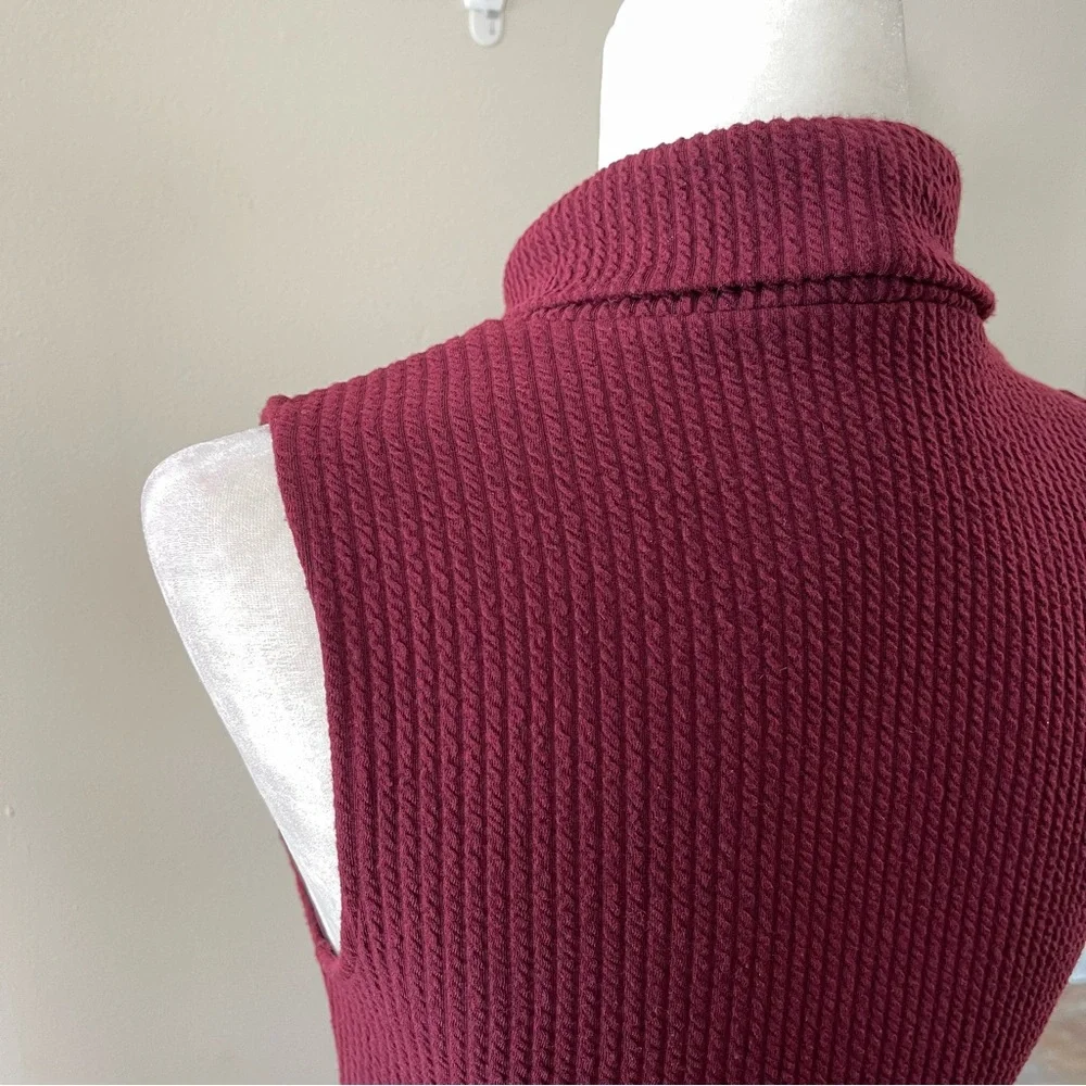 UO Silence + Noise Burgundy Sleeveless Mock Neck Maxi Sweater Dress - small